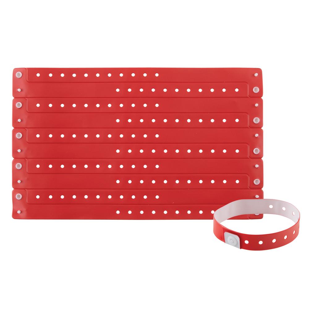 Advantus Colored Vinyl Wristbands - Adjustable - 0" Height x 0.6" Width x 9.8" Length - Red - Vinyl - 1 Pack. Picture 4
