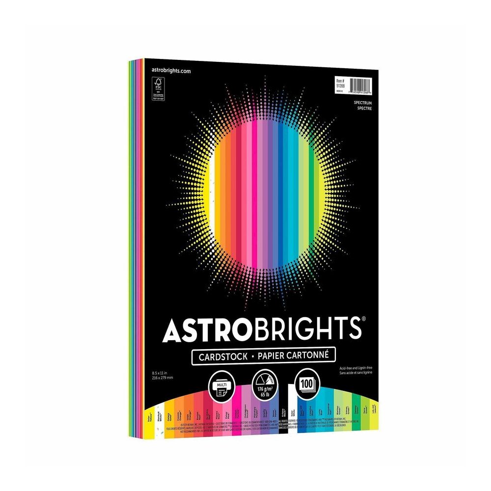 Neenah Spectrum Assortment Cardstock - Letter - 8 1/2" x 11" - 65 lb Basis Weight - Acid-free, Lignin-free - Solar Yellow, Lift-off Lemon, Galaxy Gold, Cosmic Orange, Solar White, Pulsar Pink, Plasma . Picture 4