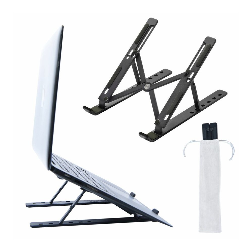 DAC&reg; MP-222 Portable and Adjustable Laptop/Tablet Stand, Black - Upto 15.6" Screen Size Notebook, Tablet, Cell Phone Support - Aluminum Alloy, Silicon - Black. Picture 3