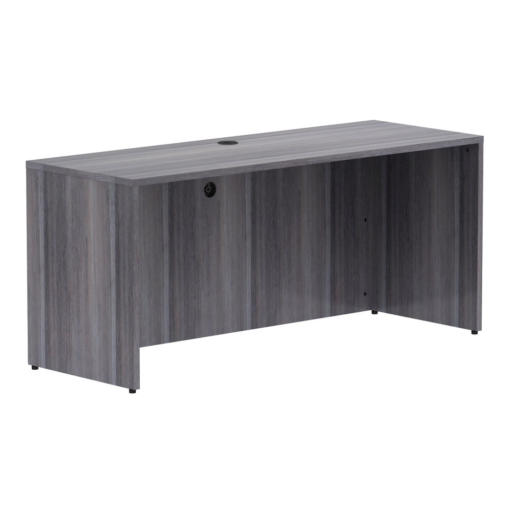 Lorell Essentials Series Credenza Shell - Rectangle - 29.5" Height x 66" Width x 24" Depth Credenza Shell, 1" Thickness Top - Finish: Weathered Charcoal Laminate, Silver Brush - 1 Each. Picture 7