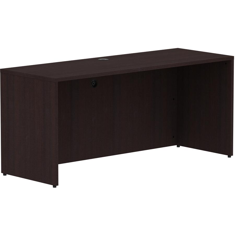 Lorell Essentials Series Credenza Shell - 66" x 24"29.5" Credenza Shell, 1" Top - Finish: Espresso Laminate, Silver Brush. Picture 9