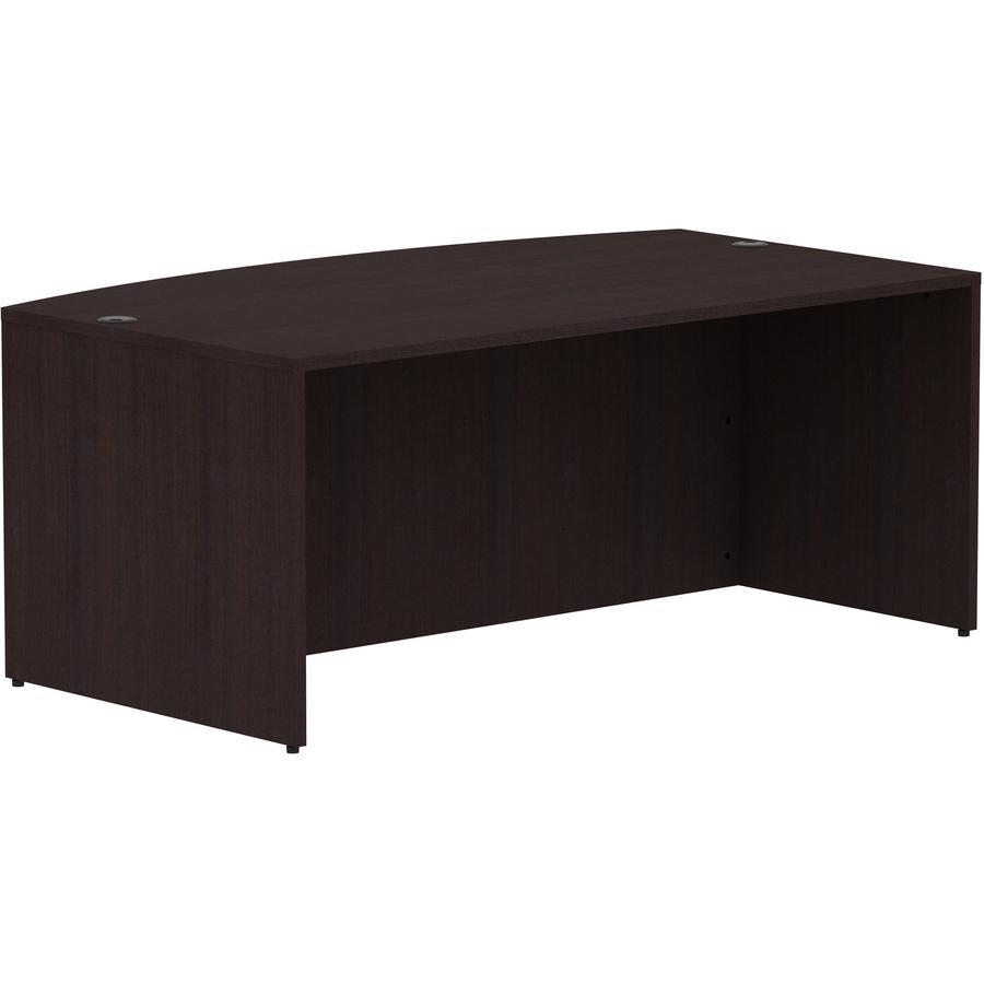 Lorell Essentials Series Bowfront Desk Shell - 29.5" Height x 72" Width x 41.4" Depth Desk Shell, 1" Thickness Top - Bow Front Edge - Finish: Espresso Laminate - 1 Each. Picture 9