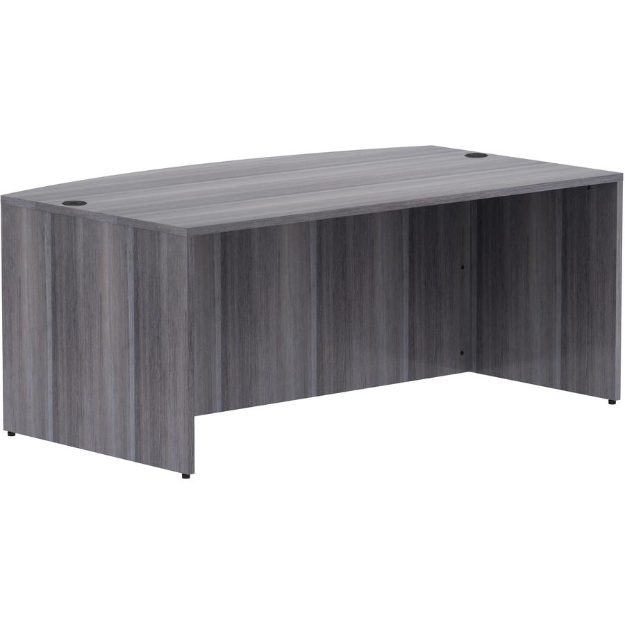 Lorell Essentials Series Bowfront Desk Shell - 29.5" Height x 72" Width x 41.4" Depth Desk Shell, 1" Thickness Top - Bow Front Edge - Finish: Weathered Charcoal Laminate - 1 Each. Picture 10