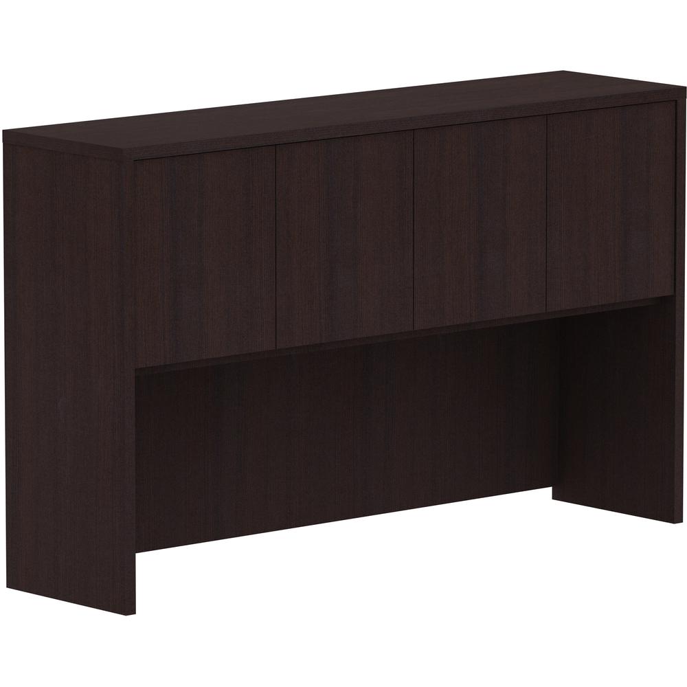 Lorell Essentials Series Stack-on Hutch with Doors - 36" Height x 60" Width x 15" Depth - 4 Door(s) - Finish: Espresso Laminate - 1 Each. Picture 8