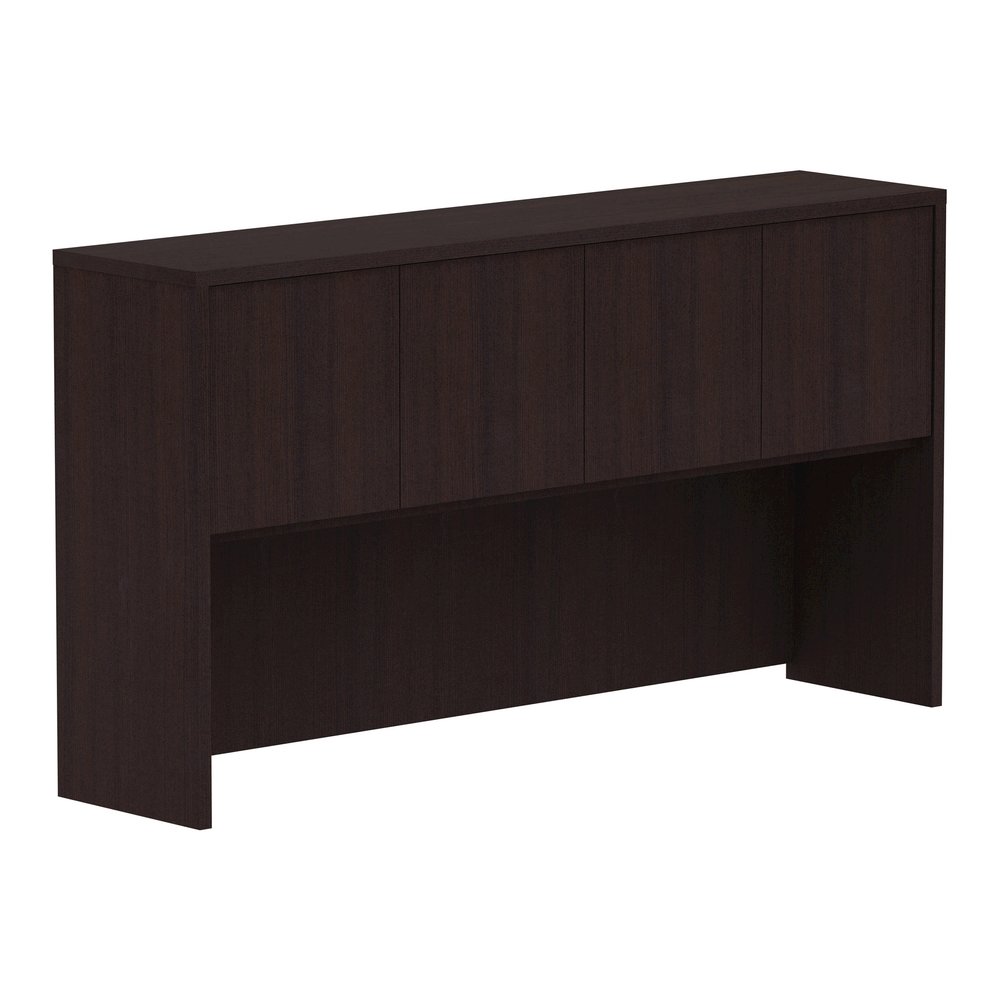 Lorell Essentials Series Stack-on Hutch with Doors - 36" Height x 66" Width x 15" Depth - 4 Door(s) - Finish: Espresso Laminate - 1 Each. Picture 6