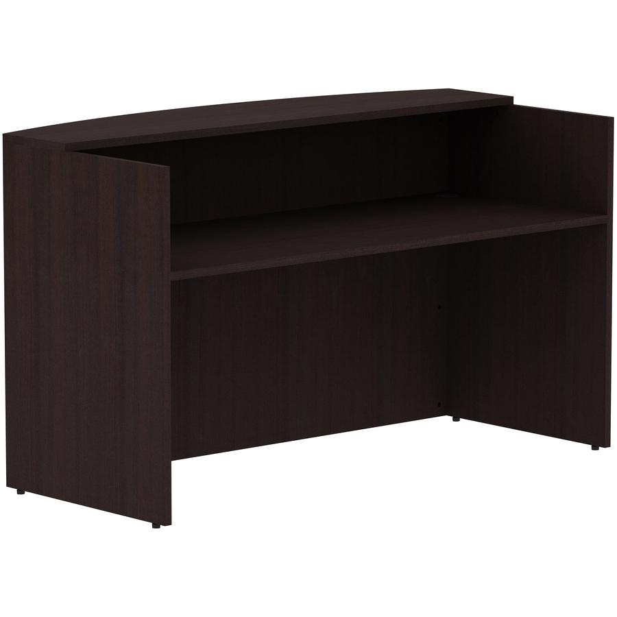 Lorell Essentials Series Front Reception Desk - 42.5" Height x 72" Width x 36" Depth Desk, 1" Thickness Top - Finish: Espresso Laminate - 1 Each. Picture 9