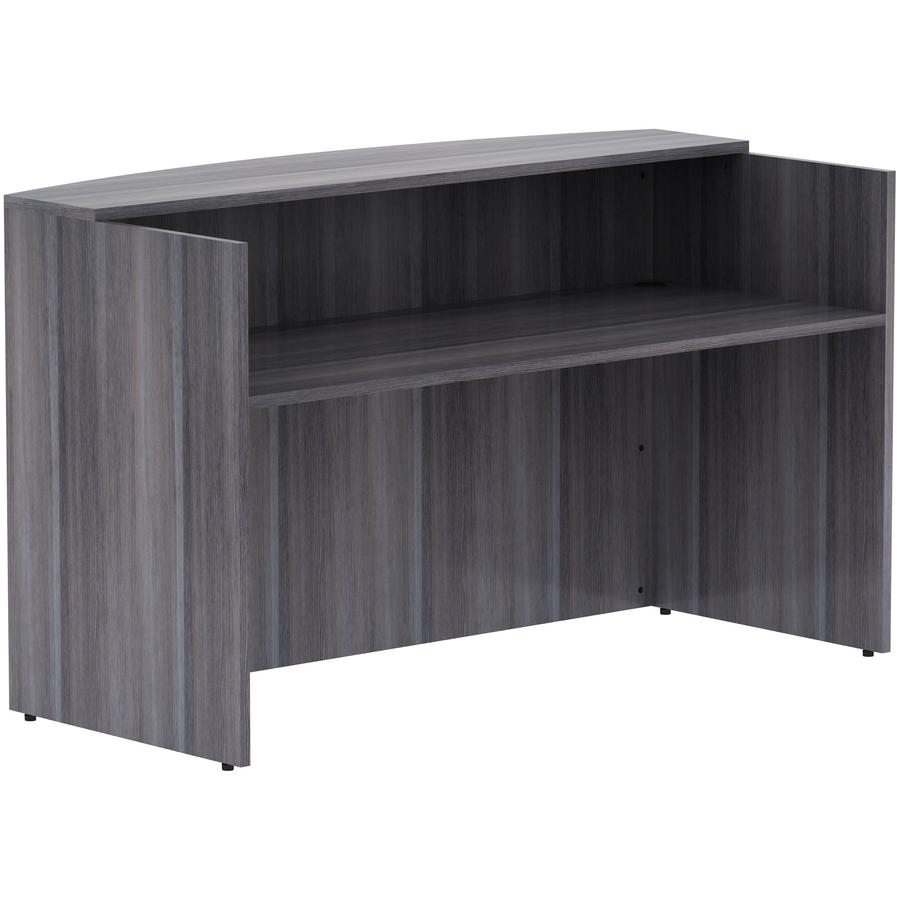 Lorell Essentials Series Front Reception Desk - 42.5" Height x 72" Width x 36" Depth Desk, 1" Thickness Top - Finish: Weathered Charcoal Laminate - 1 Each. Picture 10