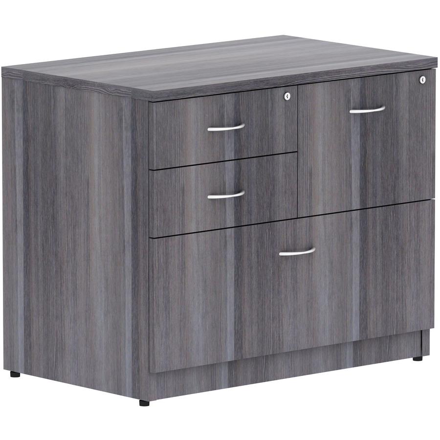 Lorell Essentials Series Box/Box/File Lateral File - 29.5" Height x 35.5" Width x 22" Depth Lateral File, 1" Thickness Top - Total Drawer(s): 4 - Finish: Weathered Charcoal Laminate - 1 Each. Picture 9