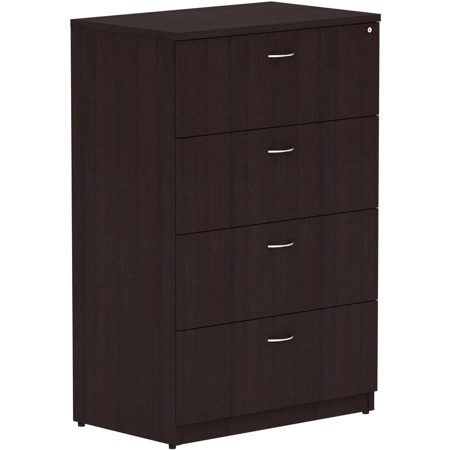 Lorell Essentials Series 4-Drawer Lateral File - 54.8" Height x 35.5" Width x 22" Depth Lateral File, 1" Thickness Top - Total Drawer(s): 4 - Finish: Espresso Laminate - 1 Each. Picture 9