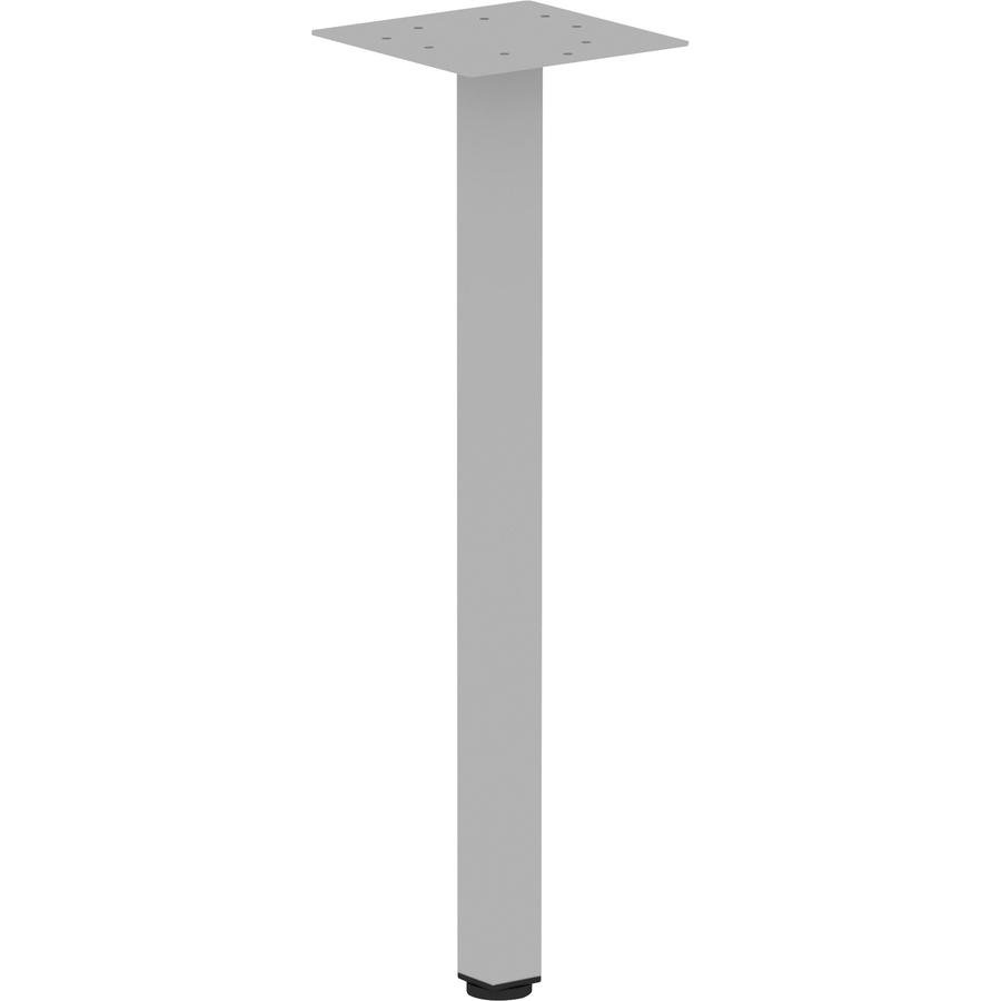Lorell Relevance Series Offset Square Leg - Powder Coated Silver Square Leg Base - 28.50" Height x 7.87" Width - Workstation - Assembly Required - Metal Base Material - 1 Each. Picture 9