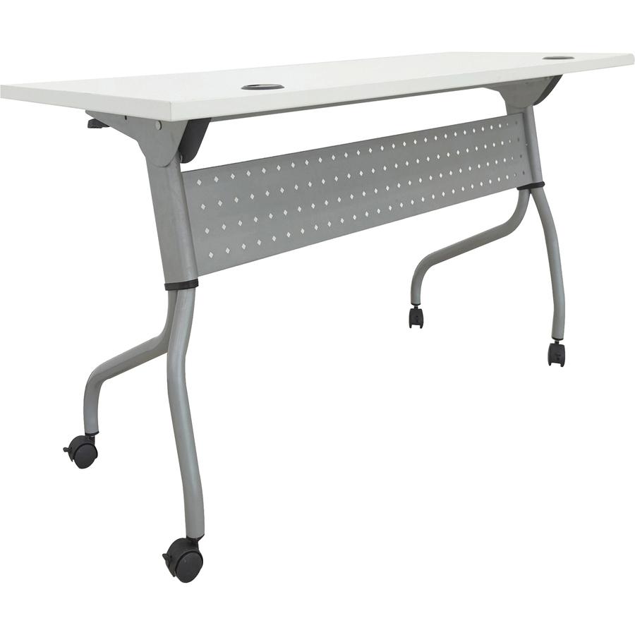 Lorell Flip Top Training Table - White Rectangle Top - Silver Folding Base - 4 Legs - 23.60" Table Top Length x 48" Table Top Width - 29.50" Height - Assembly Required - Melamine Top Material - 1 Each. Picture 13