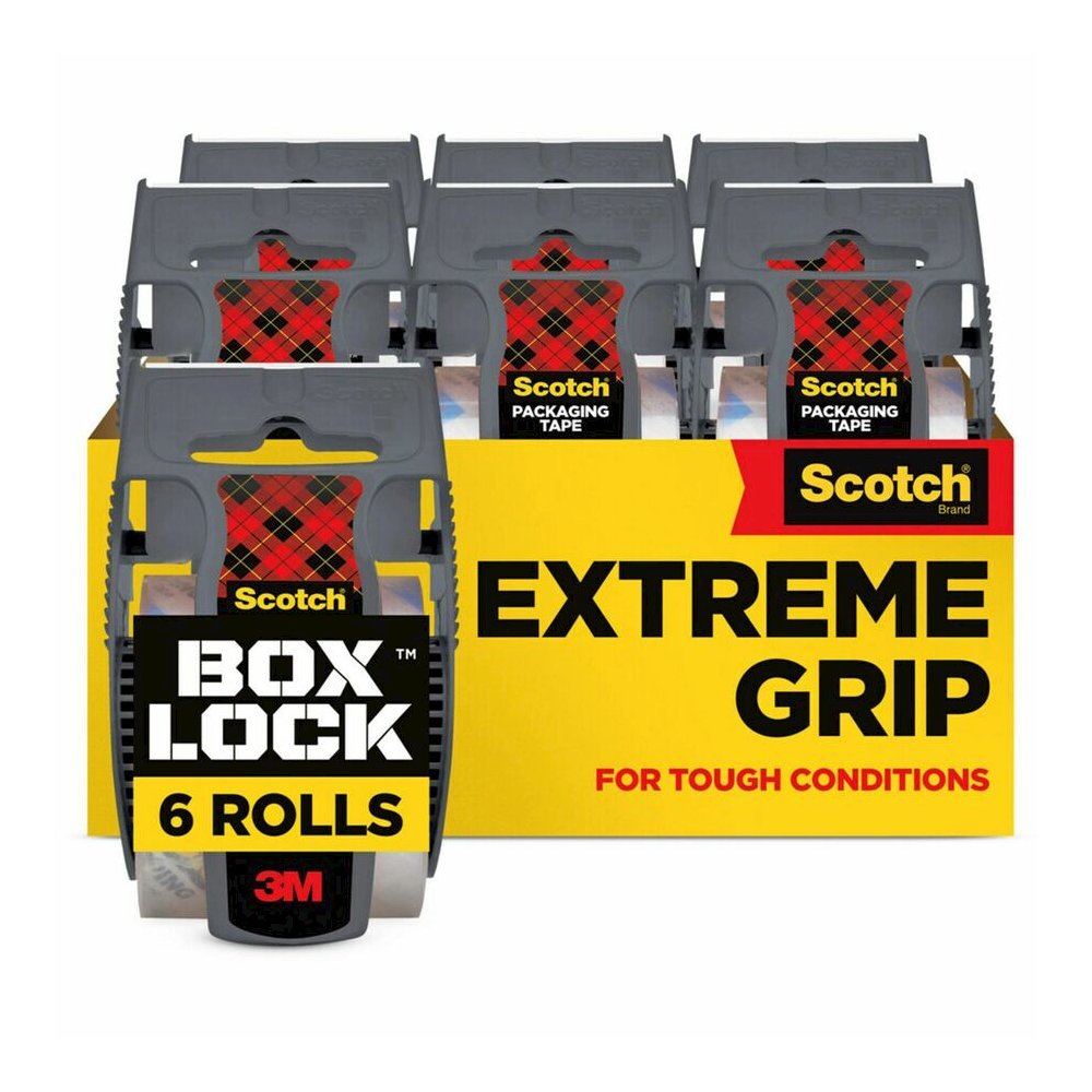 Scotch Box Lock Dispenser Packaging Tape - 22.20 yd Length x 1.88" Width - Clear - Dispenser Included - 6 Rolls/Pack - 6 / Pack. Picture 4