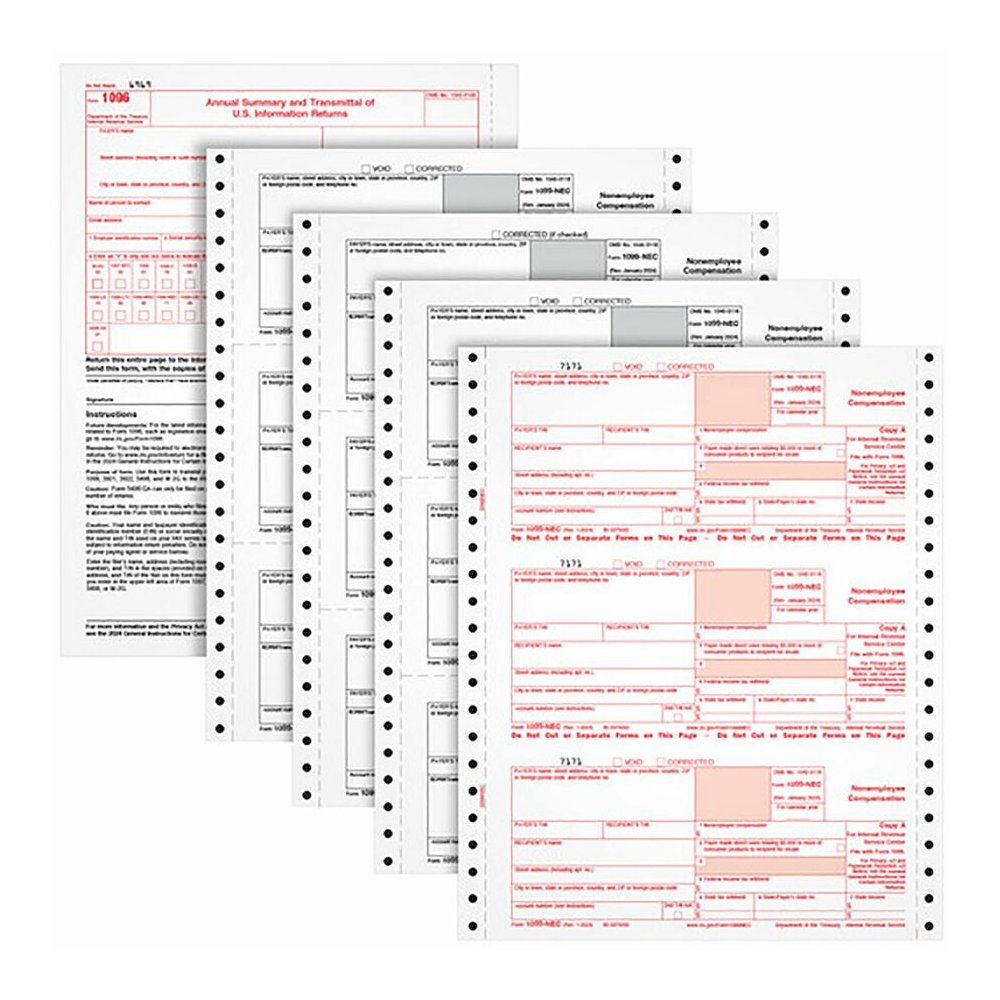TOPS 4-part 1099-NEC Tax Forms - 4 Part - White - 24 / Pack. Picture 6