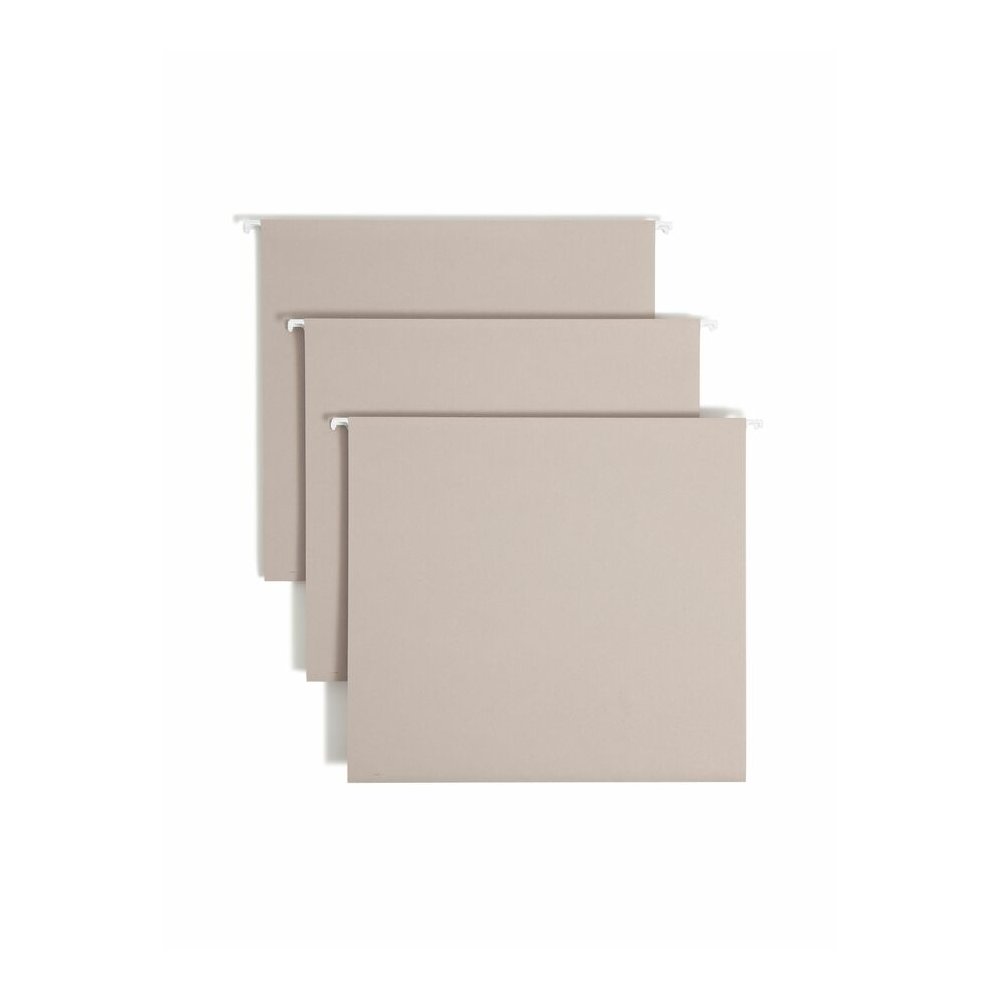 Smead TUFF 1/3 Tab Cut Letter Recycled Hanging Folder - 8 1/2" x 11" - 3" Expansion - Top Tab Location - Assorted Tab Position - Steel Gray - Bend Resistant, Heavy Duty, Tear Resistant, Reinforced Rod. Picture 7