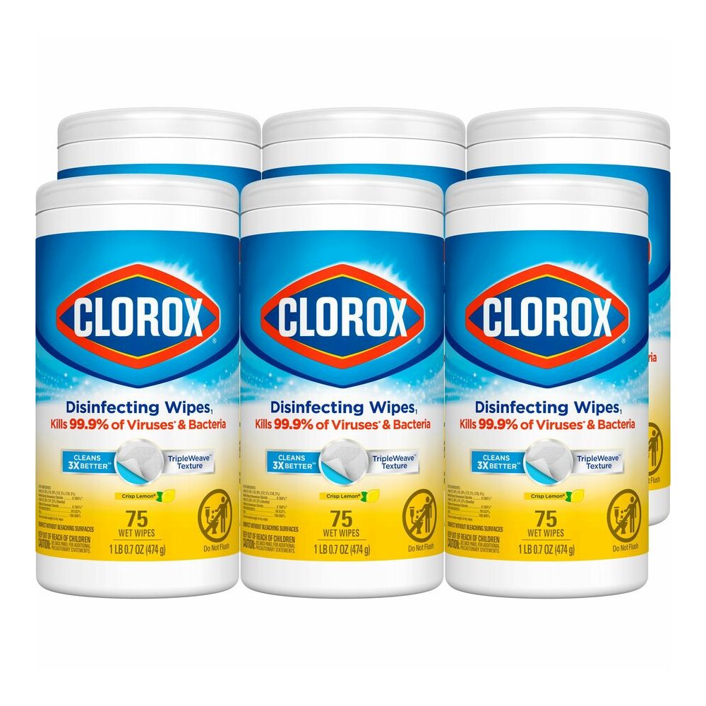 Clorox Disinfecting Cleaning Wipes Value Pack - Bleach-free - For Multi Surface, Multipurpose - Ready-To-Use - Wipe - Crisp Lemon Scent - Recommended For: Grease Remover, Soap Scum Remover, Grime Remo. Picture 4
