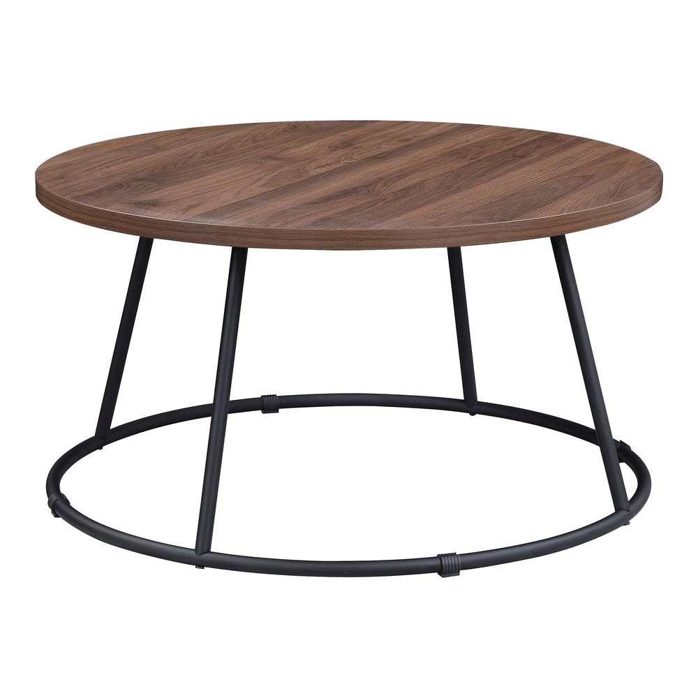 Lorell Accession Coffee Table - Walnut Round Top - Powder Coated Four Leg Base - 4 Legs - 200 lb Capacity - 1" Table Top Thickness x 31.50" Table Top Diameter - 16.75" Height - Assembly Required - Lam. Picture 6