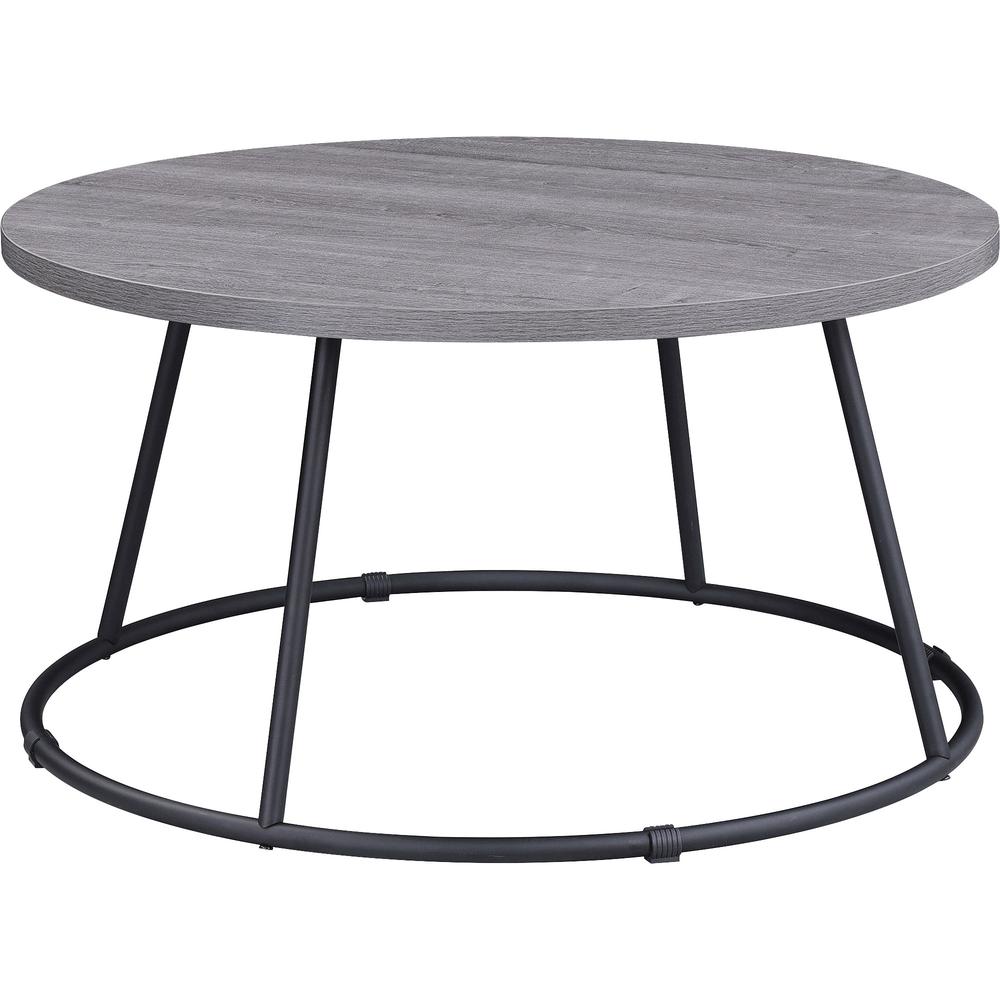 Lorell Accession Coffee Table - Round Top - Powder Coated Four Leg Base - 4 Legs - 200 lb Capacity x 1" Table Top Thickness x 31.50" Table Top Diameter - 16.75" Height - Assembly Required - Weathered . Picture 2