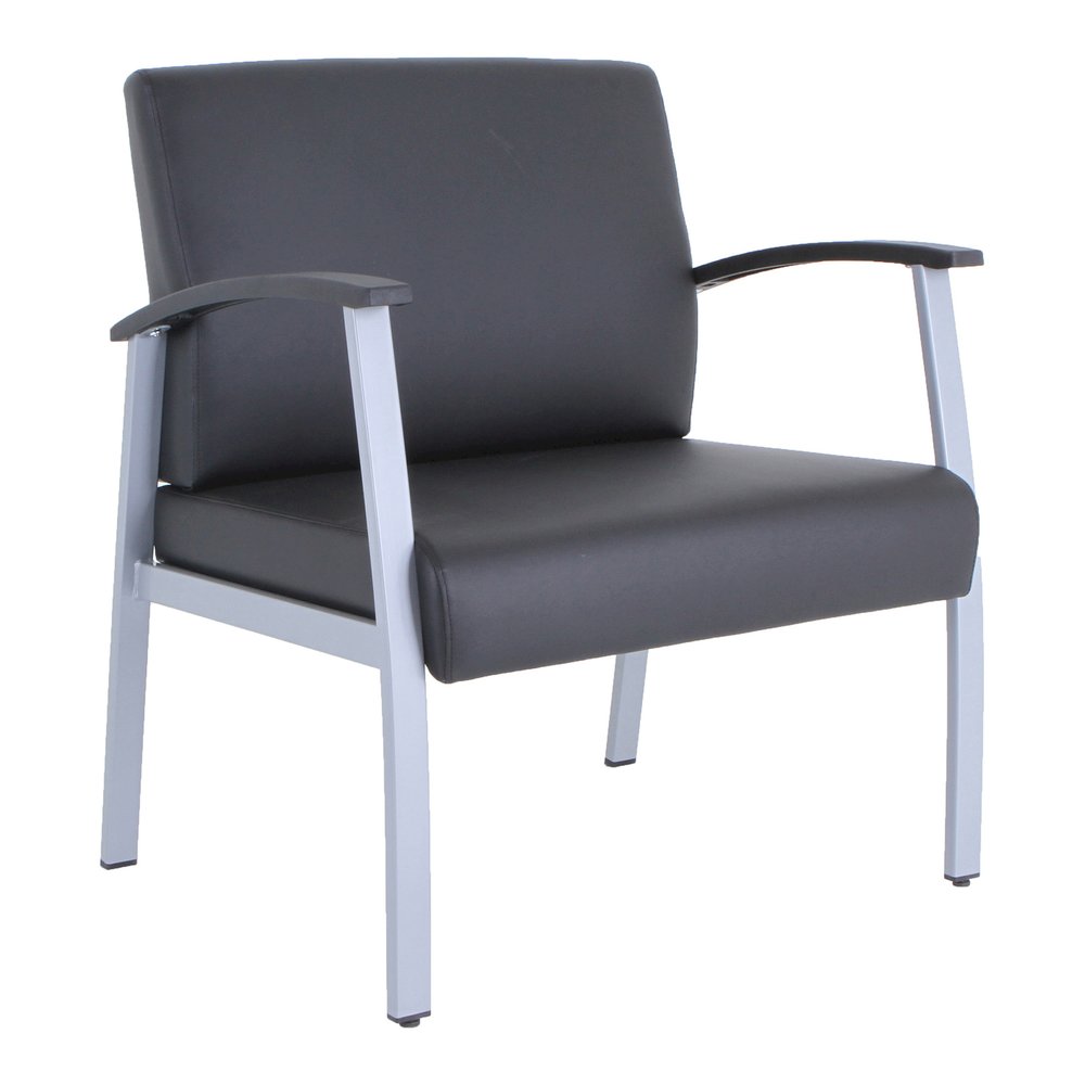 Lorell Healthcare Reception Big & Tall Antimicrobial Guest Chair - Vinyl Seat Material - Vinyl Back Material - Powder Coated Silver Frame Color - Steel Frame Material - Four-legged Base - Black, Silve. Picture 10