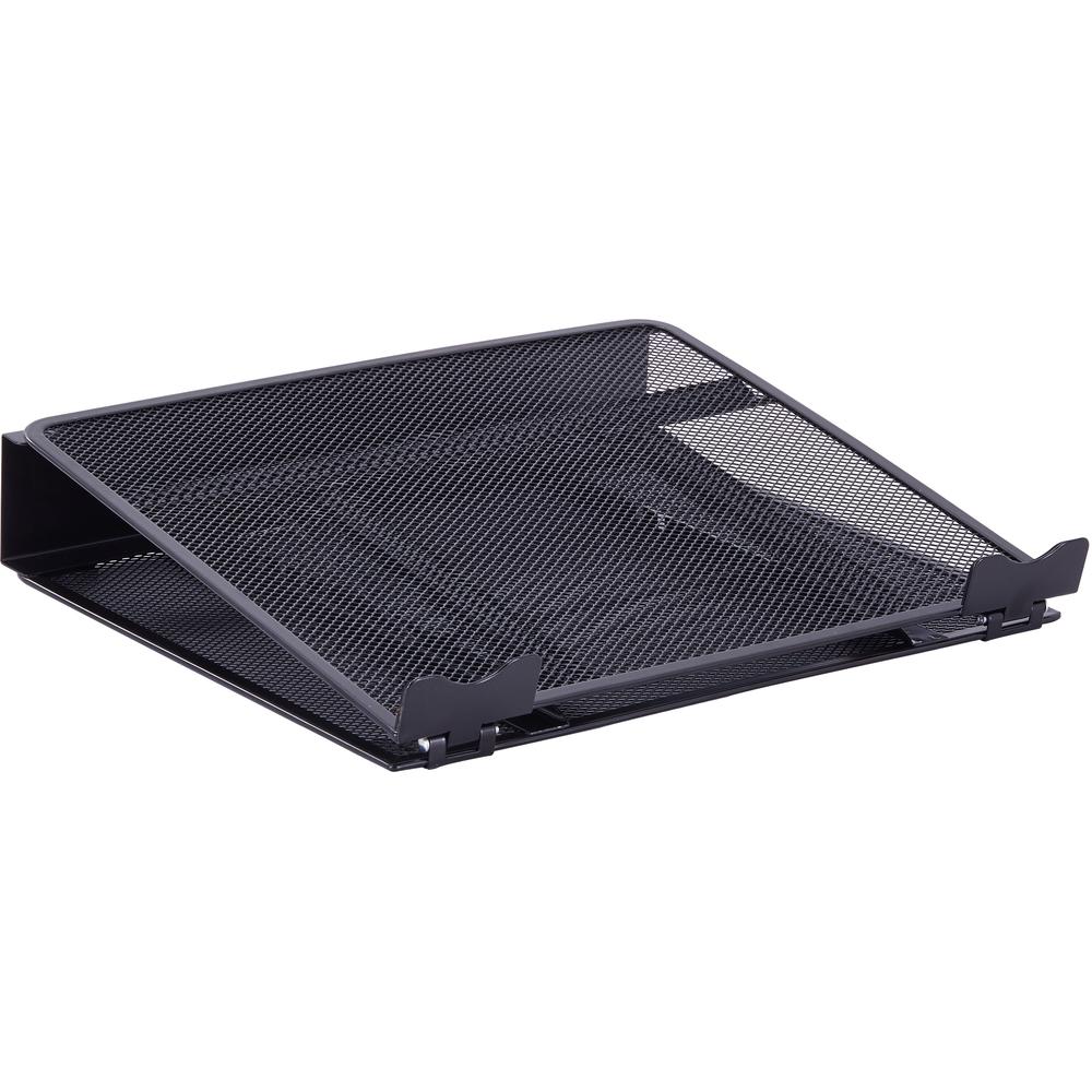 Lorell Mesh Laptop Stand - 3.50" Height x 13" Width x 11.50" Depth - Desktop - Steel, Metal - Black. Picture 4