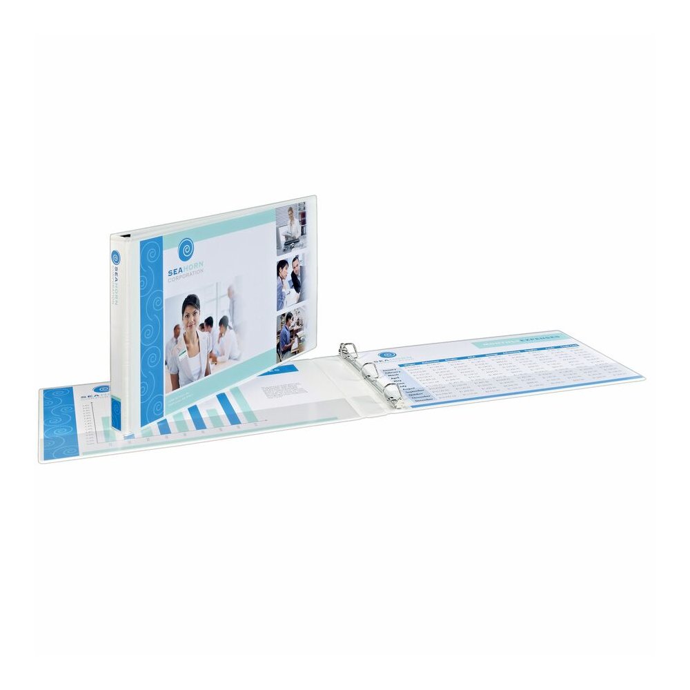 Avery Heavy-Duty View Binder, 1.5" Slant Rings, 11"x17" , White (72125) - Avery&reg; Heavy-Duty View 3 Ring Binder, 1.5" Slant Rings, Holds 11" x 17" Paper, 1 White Binder (72125). Picture 2