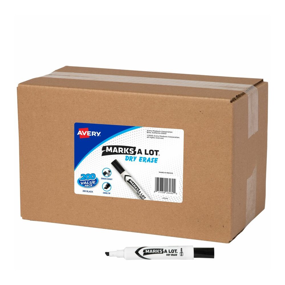 Avery&reg; Marks-A-Lot Value Pack Dry Erase Markers - Erasable - Black Ink - Home, School - 200 / Carton. Picture 2
