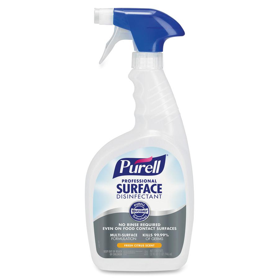 PURELL&reg; Professional Surface Disinfectant - Ready-To-Use - 32 fl oz (1 quart) - Fresh Citrus Scent - Disinfectant, Rinse-free - Clear - 6 / Carton. Picture 3