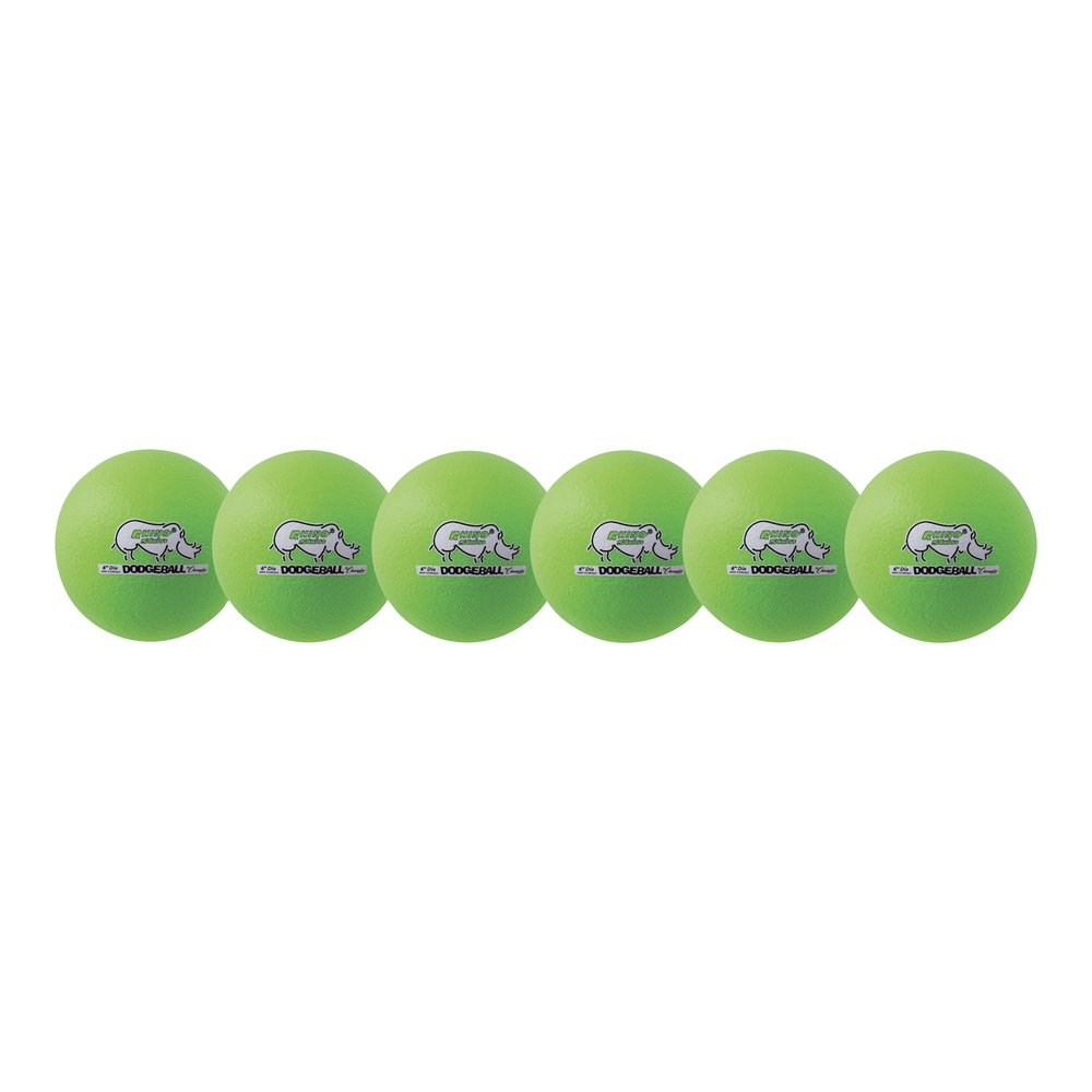 Champion Sports Rhino Skin Low Bounce Dodgeball Set - 6.30" - Low Density Foam - Neon Green - 6 / Set. Picture 2
