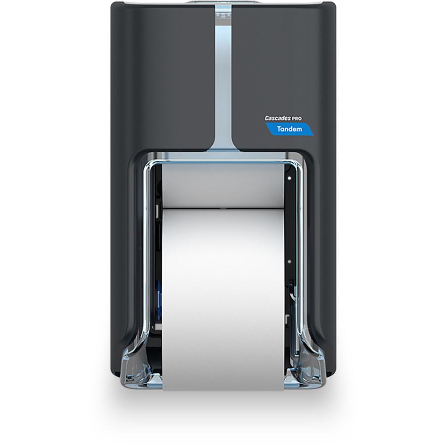 Cascades PRO Tandem DHC Bath Tissue Dispenser - Touchless Dispenser - 2220 x Sheet - 12" Height x 6.6" Width x 7" Depth - Dark Gray - Hygienic, Jam-free, Key Lock - 1 Each. Picture 3
