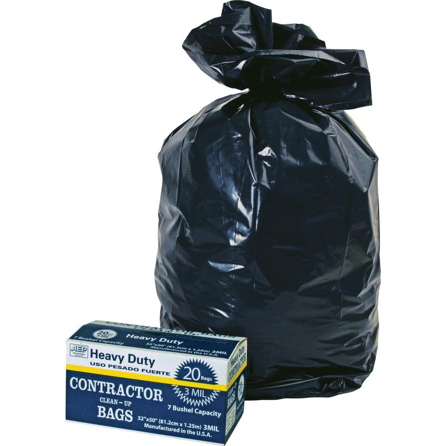 Berry Heavy Duty Contractor Bags - 50" Length x 32" Width x 3 mil (76 Micron) Thickness - Black - Waste Disposal - 20 / Carton. Picture 2