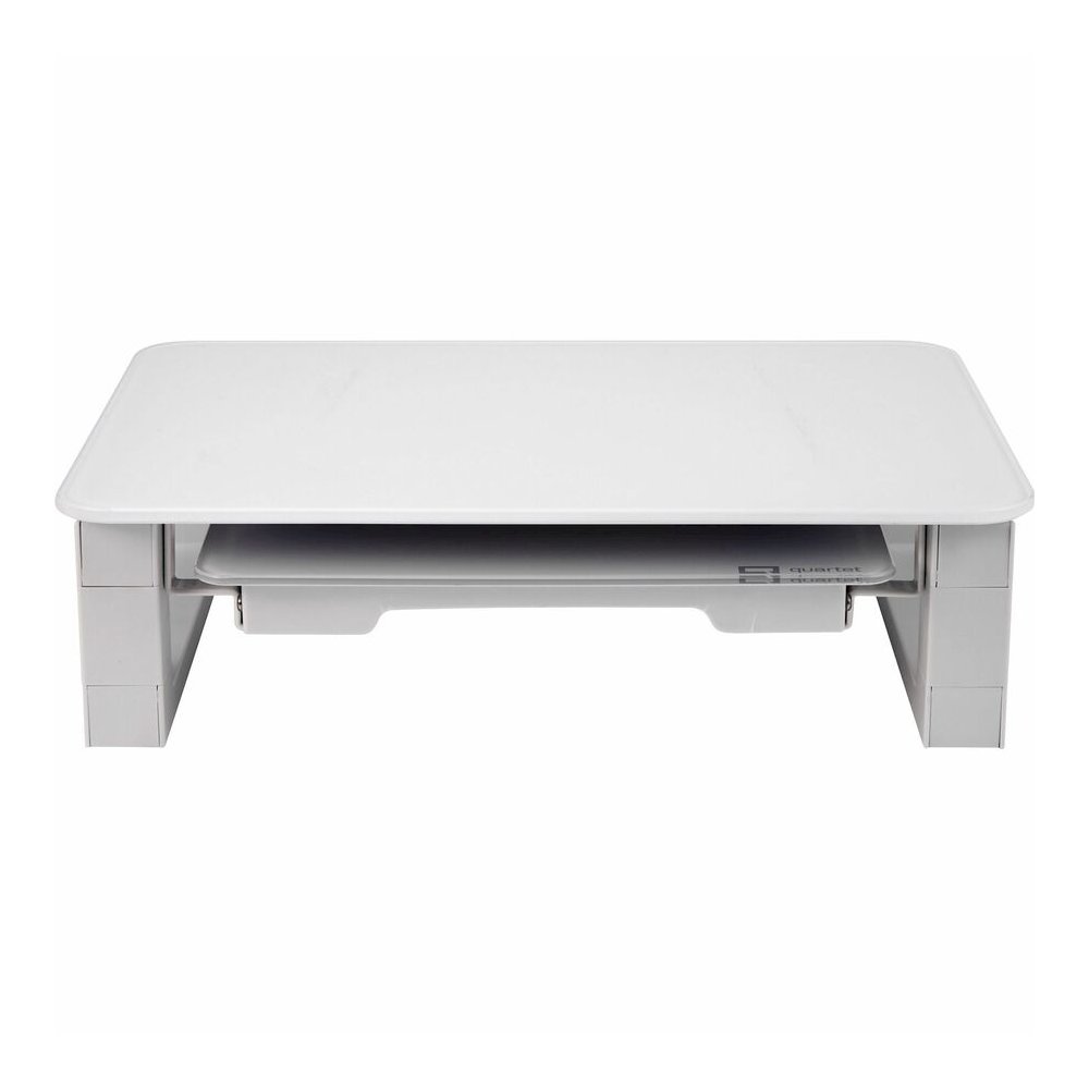 Quartet Monitor Riser with Glass Dry-Erase Board Desktop - 100 lb Load Capacity - 5" Height x 10" Width - Desktop - White - For Notebook, Monitor - Adjustable Leg, Non-skid, Sturdy, Accessory Tray. Picture 10