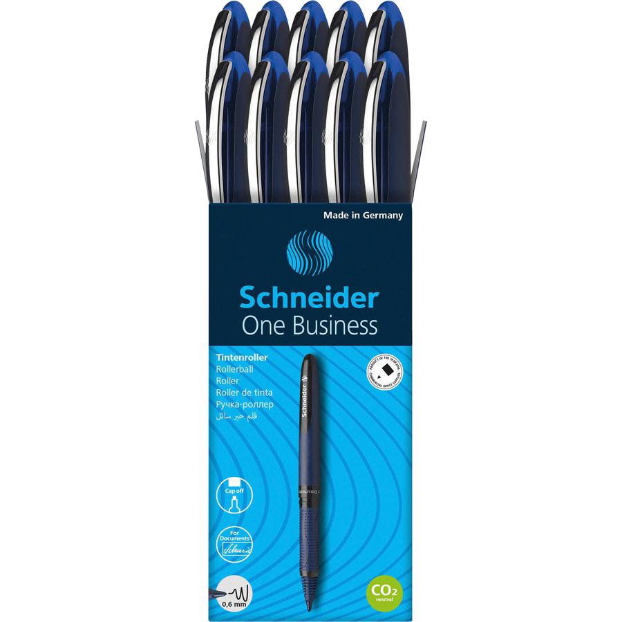 Schneider One Business Rollerball - Blue Ink - Blue, Dark Blue Barrel - 10 / Pack. Picture 7