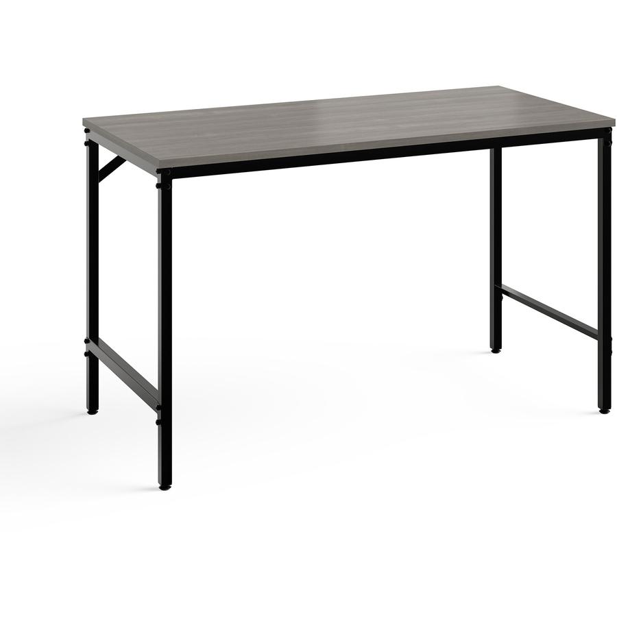 Safco Simple Study Desk - Neowalnut Rectangle, Laminated Top - Black Powder Coat Four Leg Base - 4 Legs x 45.50" Table Top Width x 23.50" Table Top Depth x 0.75" Table Top Thickness - 29.50" Height - . Picture 8