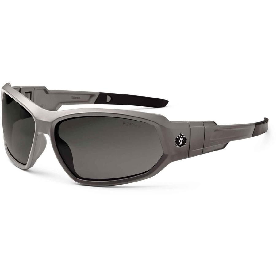 Skullerz Loki AF Clear Safety Glasses - Matte Gray Frame/Smoke Lens. Picture 2