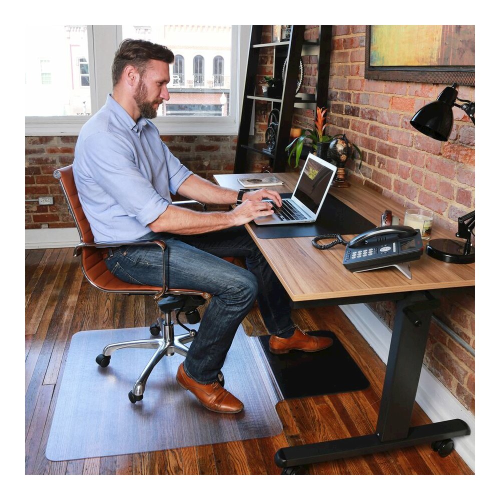ES ROBBINS Sit or Stand Mat with Lip - Hard Floor36" Width - Lip Size 18" Length x 20" Width - Rectangular - Vinyl, Foam - Clear - 1 Each. Picture 2