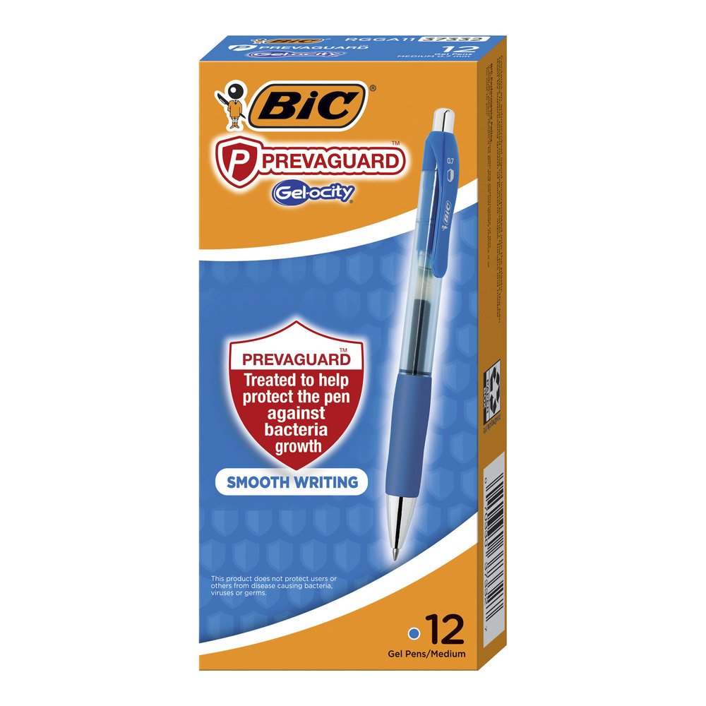 BIC PrevaGuard Gel-ocity Gel Pen - Blue Ink - Gel-based - 1 Dozen. Picture 4
