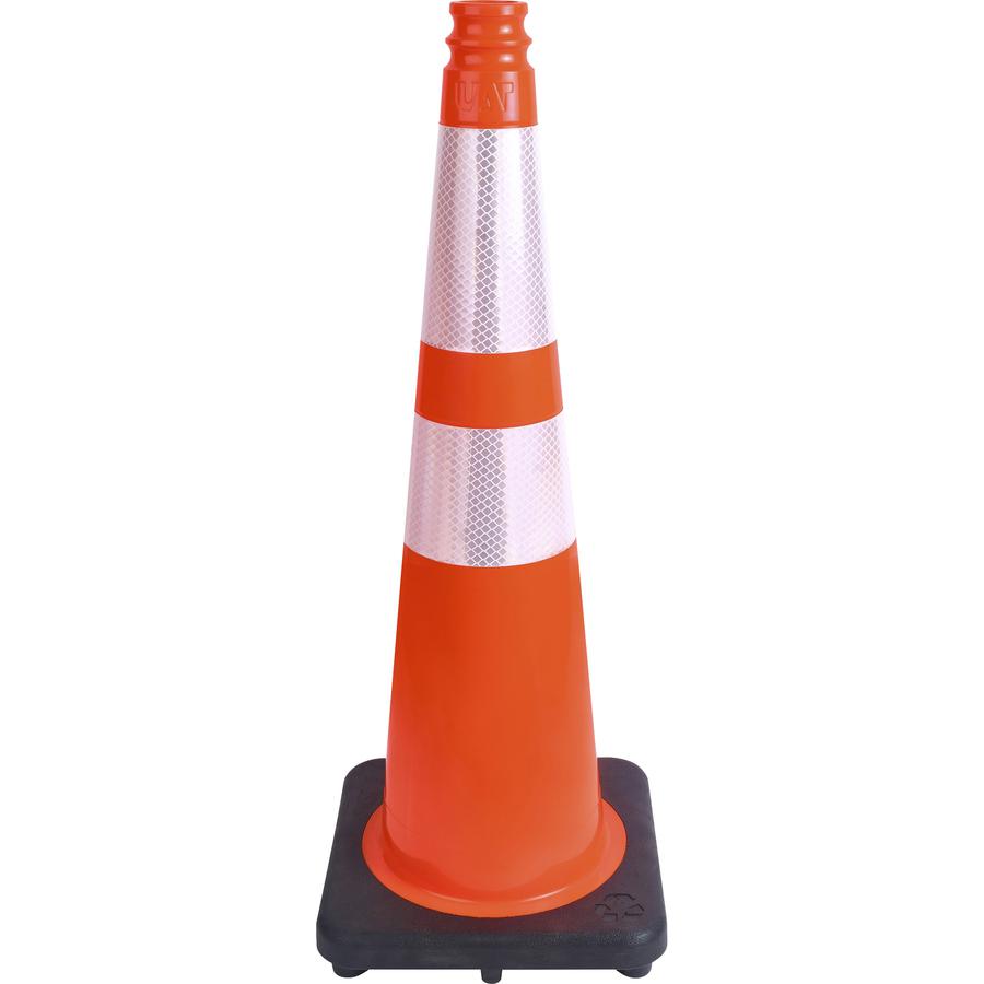 Tatco Slimline Traffic Cones - 1 Each - 10.8" Width x 28" Height x 10.8" Depth - Cone Shape - Reflective, Flexible, Long Lasting - Polyvinyl Chloride (PVC) - Orange, Silver. Picture 6