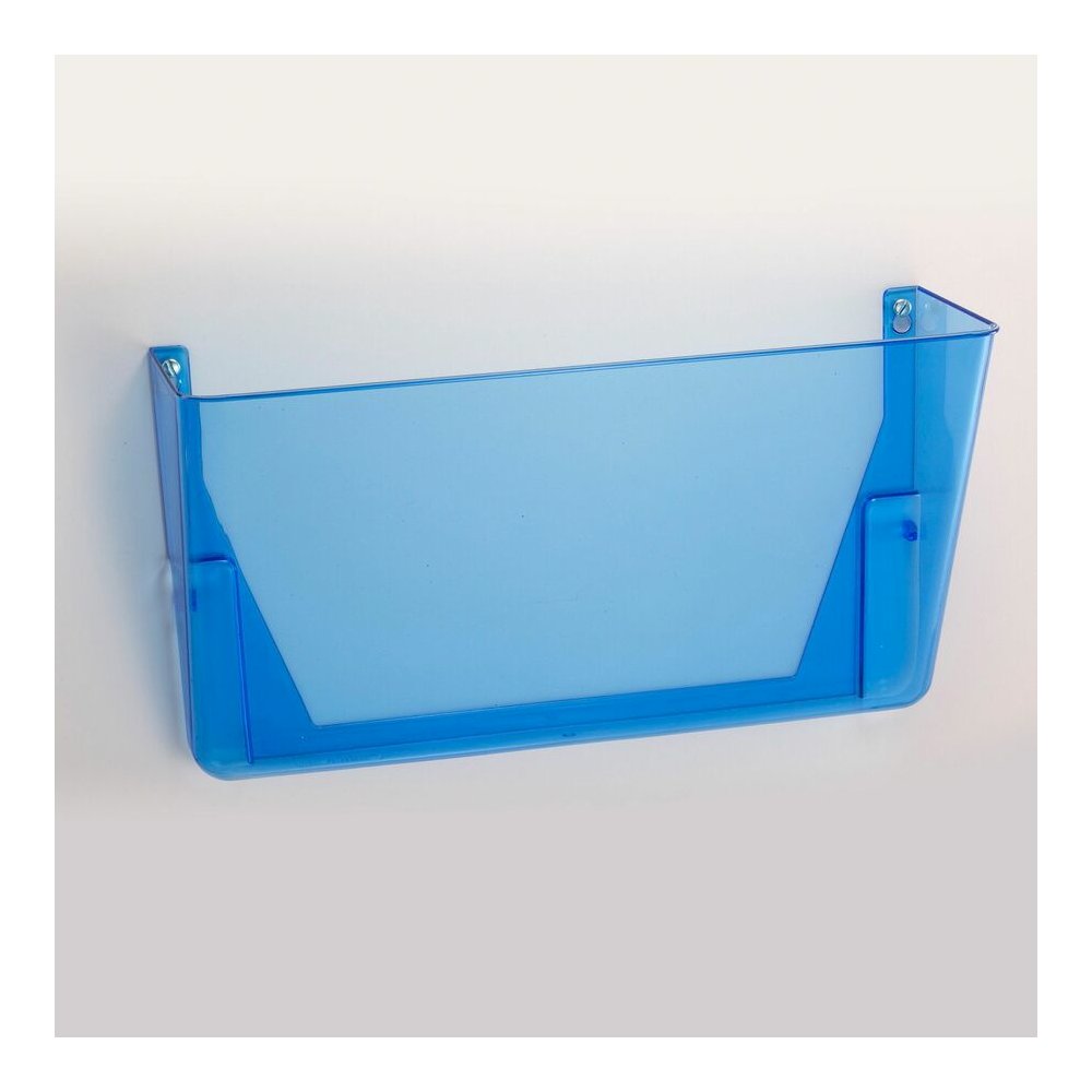 Officemate 23220 Blue Glacier Wall File, Letter Size, 3/PK, Transparent Blue - 15" Height x 13" Width x 4.1" Depth - Stackable - Transparent Blue - Plastic - 3 / Pack. Picture 3