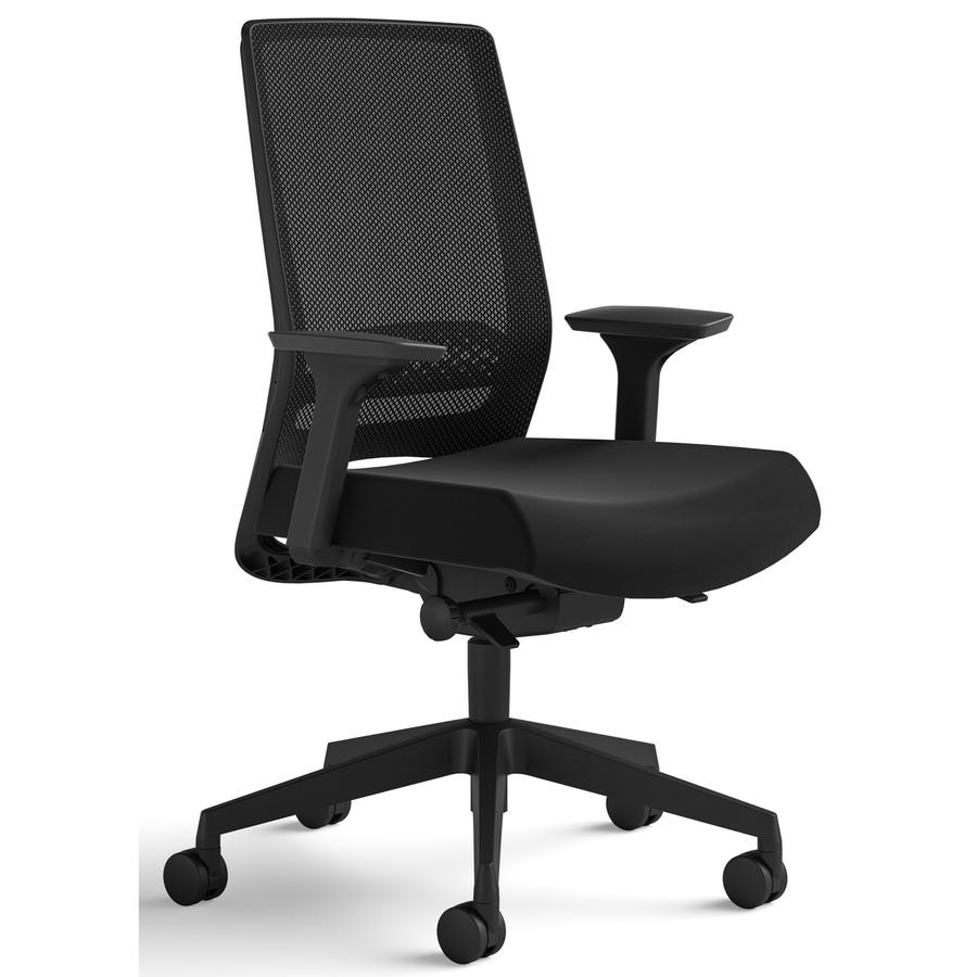 Safco Medina Deluxe Task Chair - 5-star Base - Black - Armrest - 1 Each. Picture 2