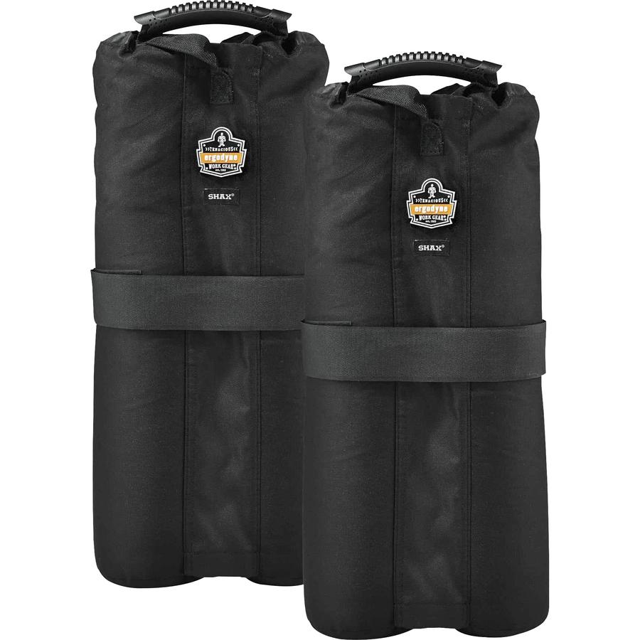 Ergodyne 6094 One Size Tent Weight Bags - 40 lb Capacity - 7" Length x 10" Width - Black - Polyurethane, Polyester - Tent - 2 / Pack. Picture 3