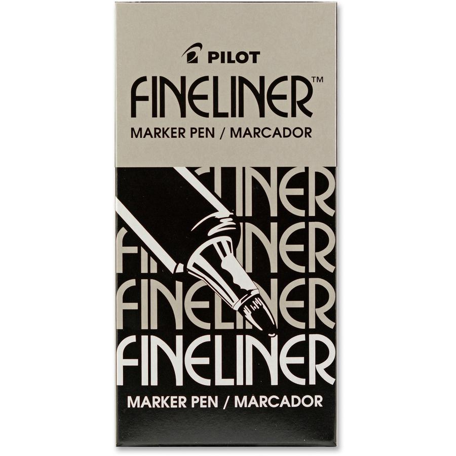 Pilot Fineliner Markers - Fine Pen Point - 0.7 mm Pen Point Size - Black - Black Barrel - Acrylic Fiber Tip - 12 / Box. Picture 2