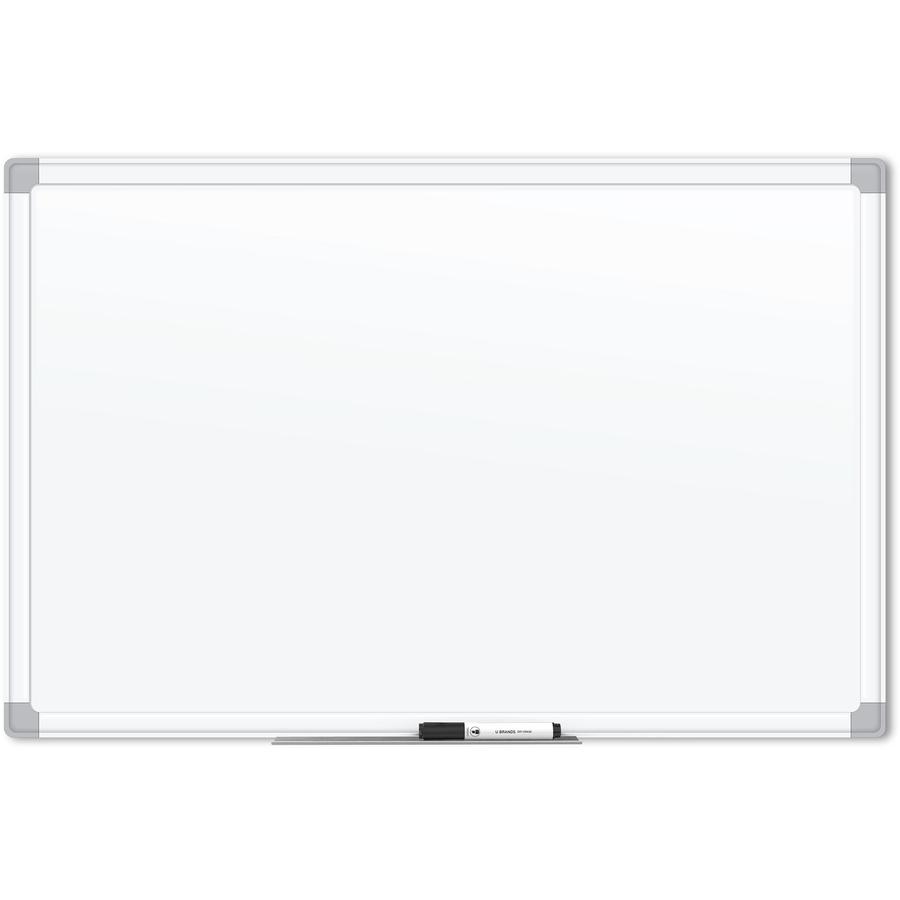 U Brands Magnetic Porcelain Steel Board - 48" (4 ft) Width x 36" (3 ft) Height - White Porcelain Steel Surface - White Aluminum Frame - Rectangle - Horizontal/Vertical - 1 Each. Picture 3