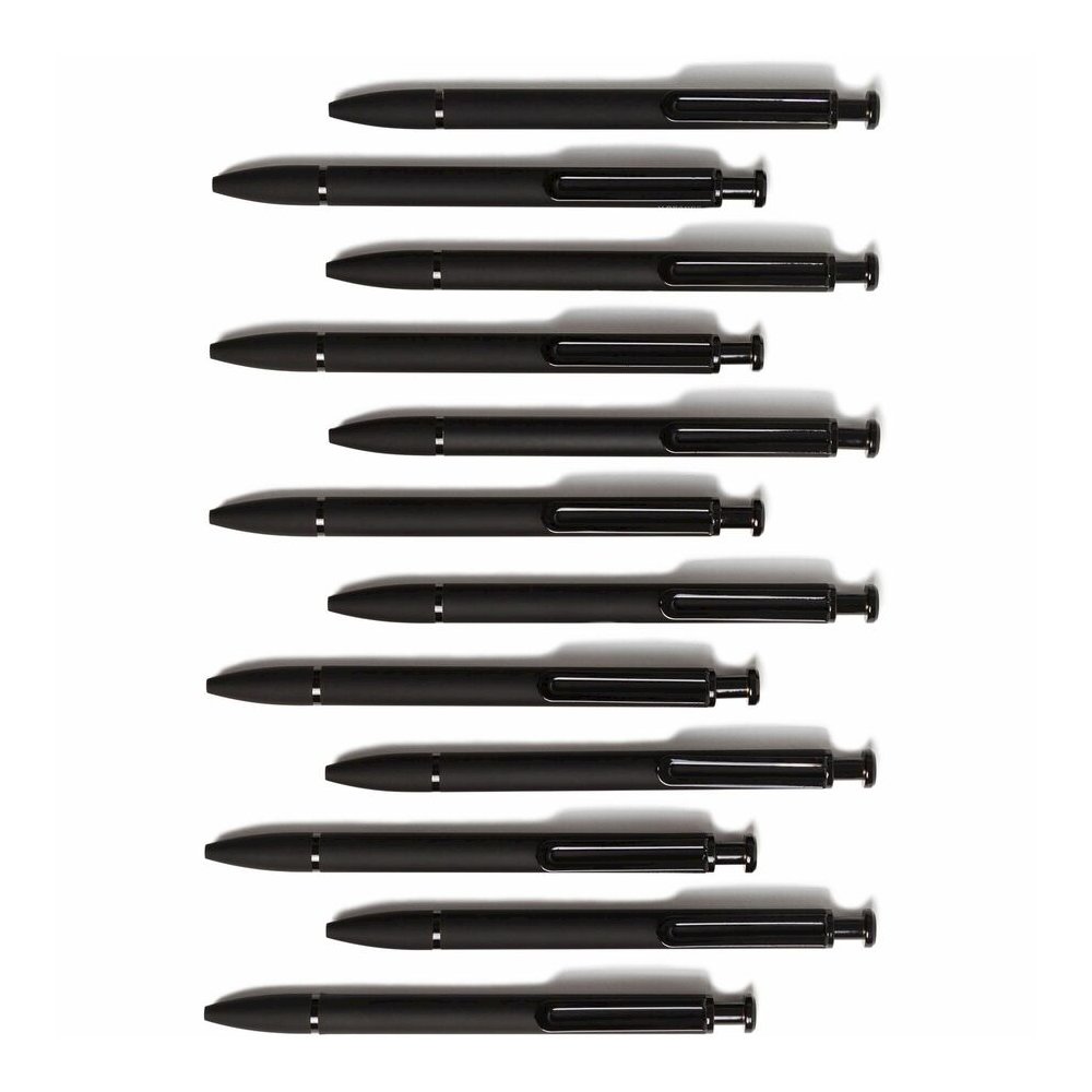U Brands Monterey Soft Touch Ballpoint Pens - Retractable - Black Ink - Matte Midnight Black Metal Barrel - 12 / Pack. Picture 3