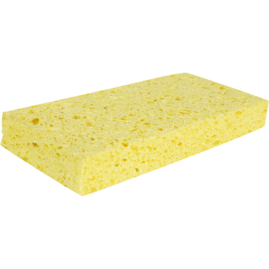 Genuine Joe Cellulose Sponges - 6" Height x 3.7" Width x 1.6" Thickness - 24 / Carton - Cellulose - Yellow. Picture 2