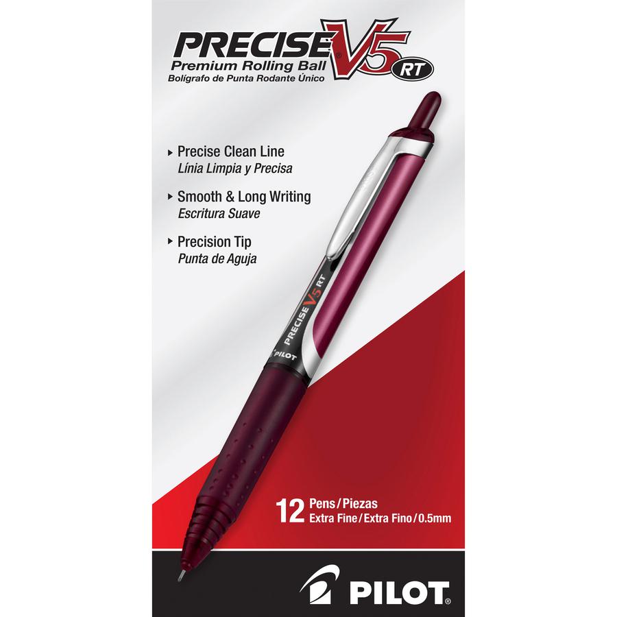 Pilot Premium Rolling Ball Pens - Refillable - Retractable - Burgundy Ink - Liquid - Rubber Barrel - 1 Dozen. Picture 3