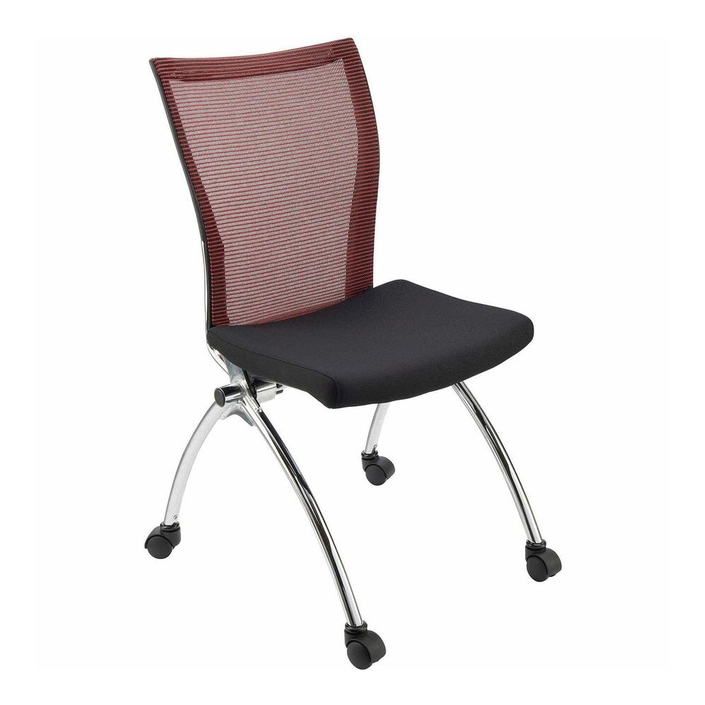 Safco Valore High Back Training Chair - Black Foam Seat - Red Back - Steel, Chrome Frame - High Back - Four-legged Base - 2 / Carton. Picture 4