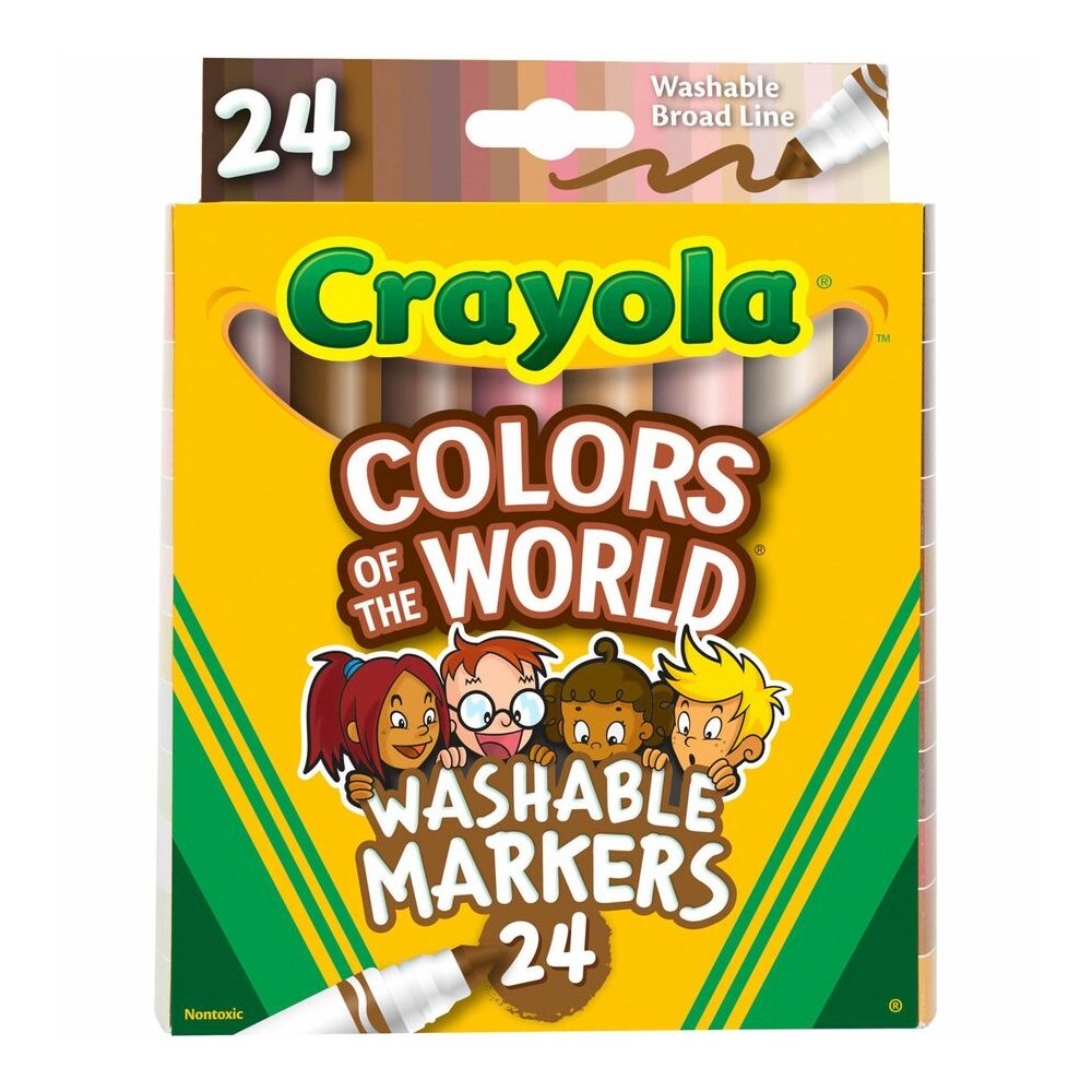 Crayola Colors Of The World Marker - Washable - Deepest Almond, Medium Golden, Light Rose Ink - 24 / Pack. Picture 5