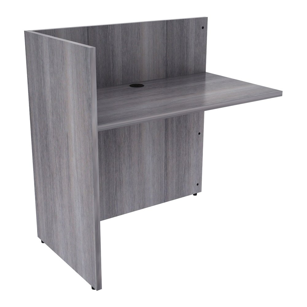 Lorell Essentials Series Reception Return - 1" Thickness Top, 41.5" Height x 42" Width x 24" Depth - Material: Laminate - Finish: Weathered Charcoal - 1 Each. Picture 6