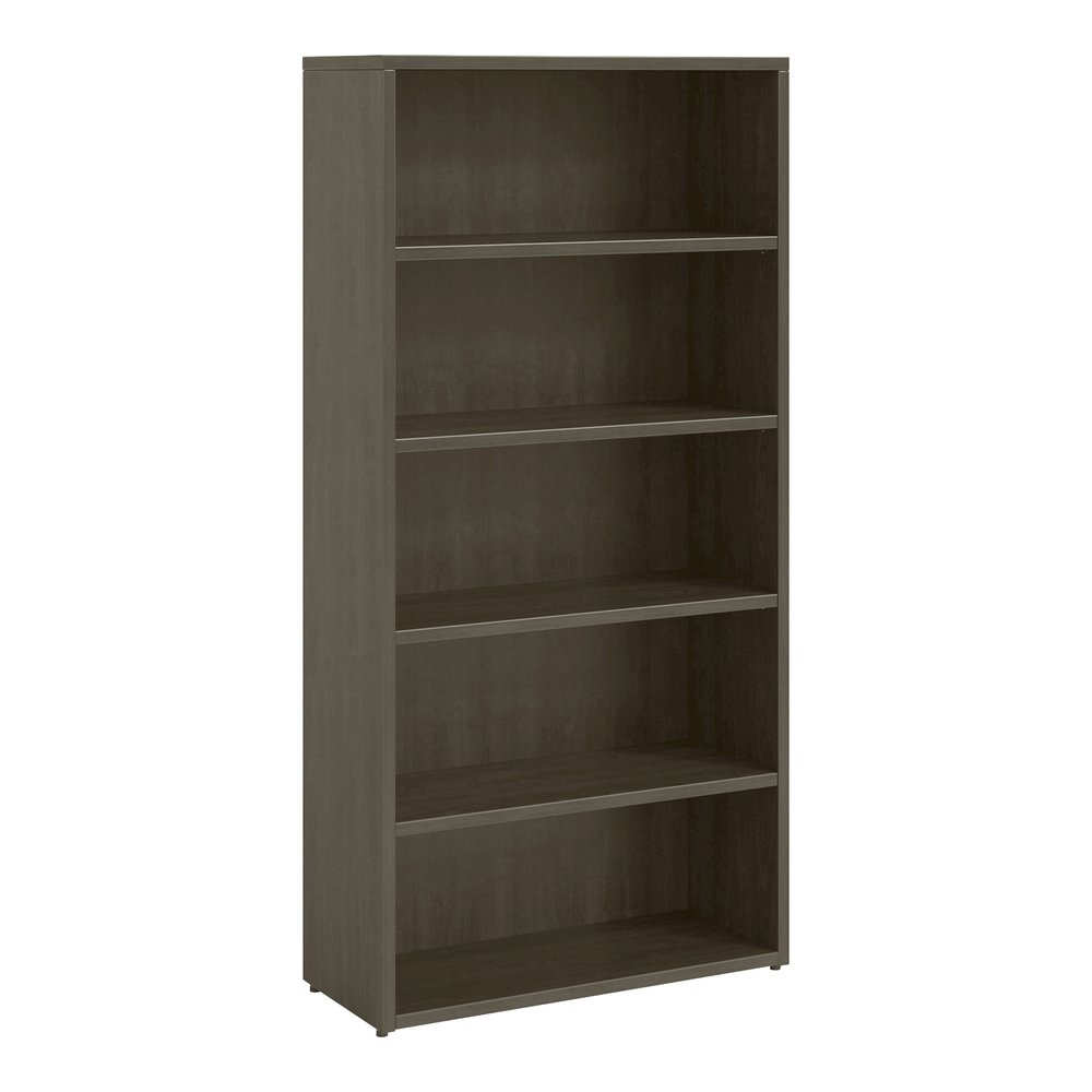 Lorell Prominence 2.0 Bookcase - Rectangle - 69" Height x 34" Width x 12" Depth, 1" Thickness Top - 5 Shelve(s) - 4 Adjustable Shelf(ves) - Material: Particleboard - Finish: Gray Elm - Laminated, Dura. Picture 7