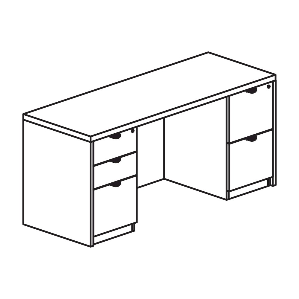 Lorell Prominence 2.0 Double-Pedestal Credenza - Rectangle - 29" Height x 66" Width x 24" Depth, 1" Thickness Top - Total Drawer(s): 2 - Double Pedestal on Left/Right Side - Band Edge - Material: Part. Picture 5