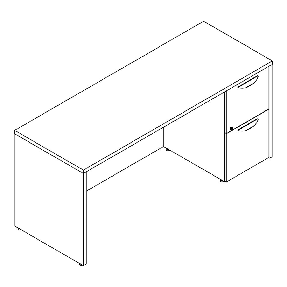 Lorell Prominence 2.0 Right-Pedestal Credenza - Rectangle - 29" Height x 66" Width x 24" Depth, 1" Thickness Top - Total Drawer(s): 2 - Single Pedestal on Right Side - Band Edge - Material: Particlebo. Picture 6